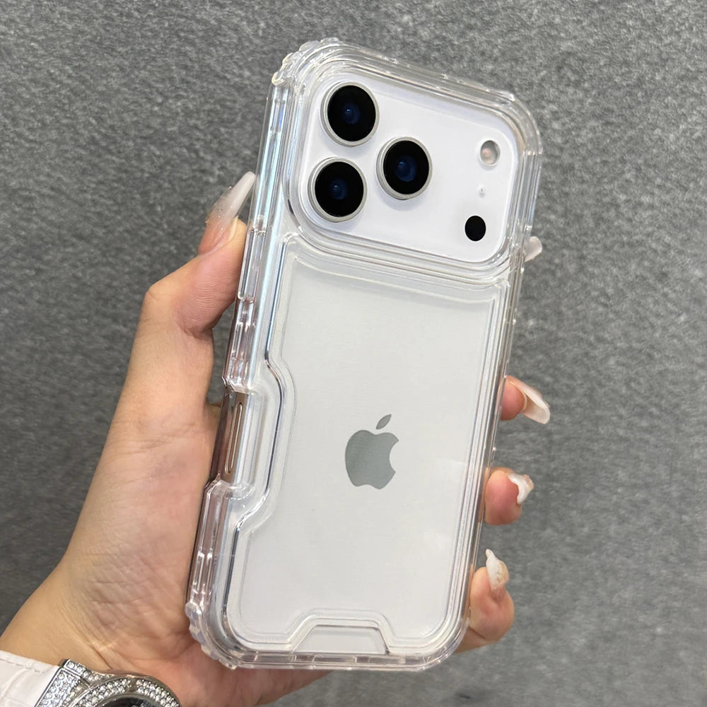 3-in-1 Transparent Heavy Duty Armor Case for iPhone 17 16 15 14 13 12 Pro Max