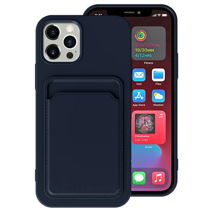 Frosted TPU Soft Phone Case with Card Pocket for iPhone 11 Pro Max / 13 Plus / 12 Mini