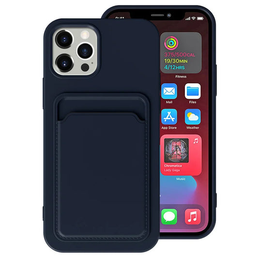 Frosted TPU Soft Phone Case with Card Pocket for iPhone 16 Pro Max / 15 Plus / 14 Mini