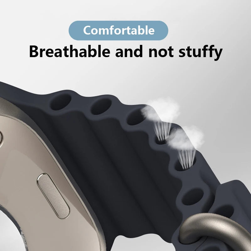 Ocean Band for Apple Watch Ultra 3/2 & Series 11–6 SE3 | Silicone Sport Strap