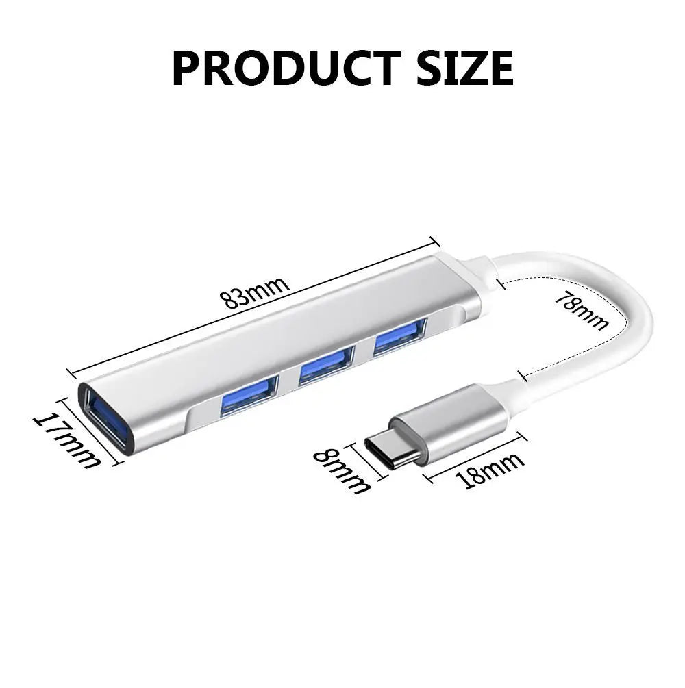 Universal 4-in-1 USB-C Hub Type-C OTG Adapter for Laptop & PC