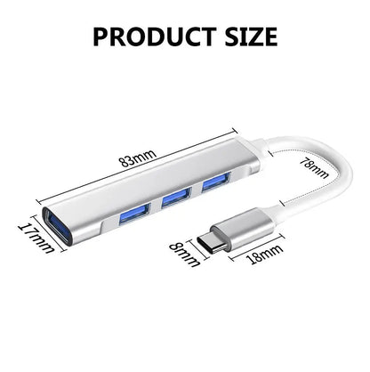Universal 4-in-1 USB-C Hub Type-C OTG Adapter for Laptop & PC