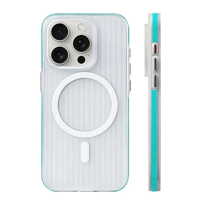 Corrugated Pattern Magsafe Magnetic Case for iPhone 16 15 14 13 12 Pro Max Plus