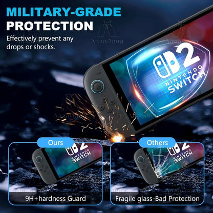 HD Tempered Glass Screen Protector for Switch 2 – 9H Shatterproof, 2.5D Edge