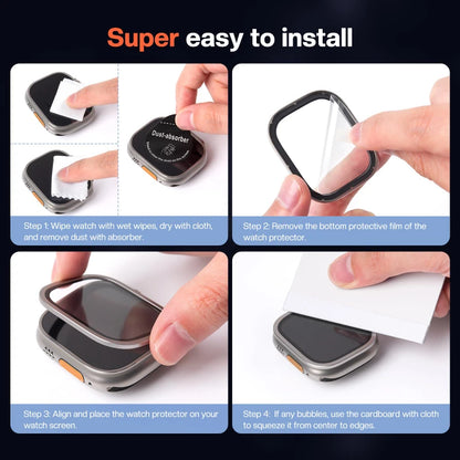 2PCS Metal Tempered Glass Screen Protector for Apple Watch Ultra 3/2 49mm