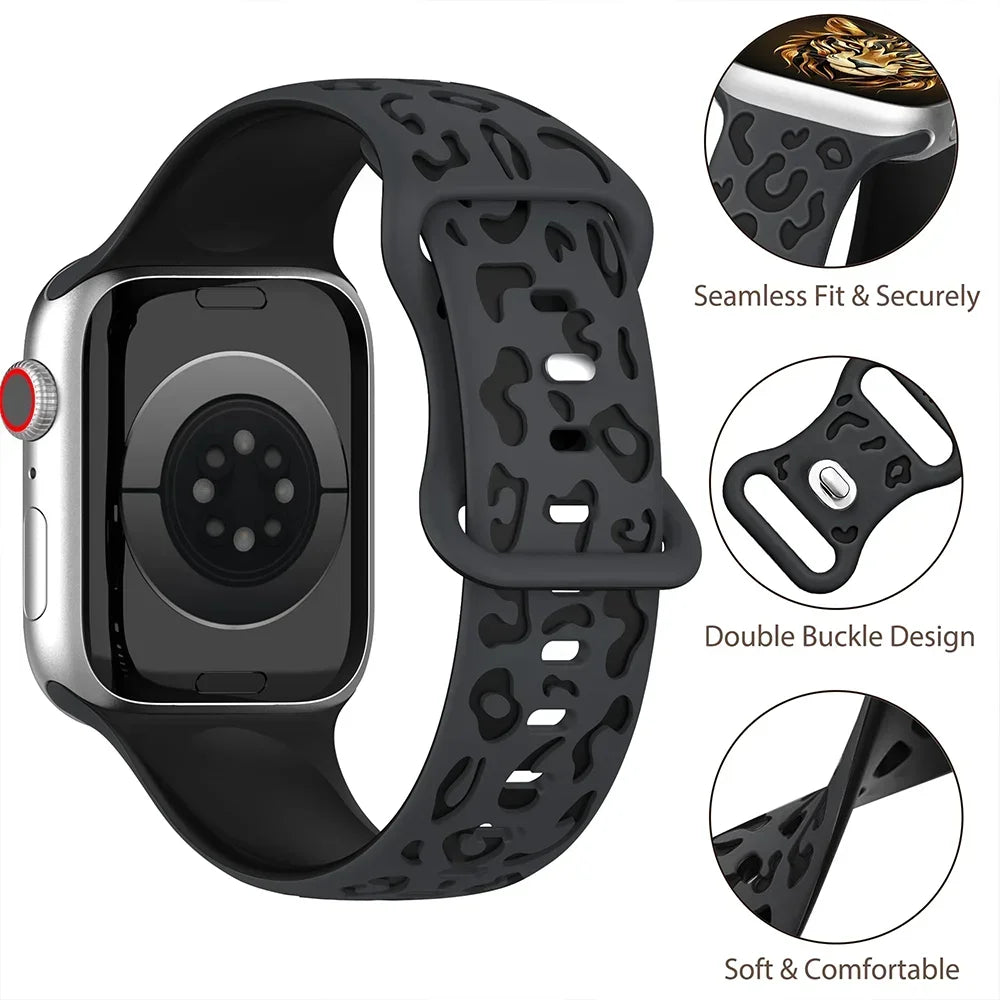 Engraved Silicone Strap for Apple Watch 11/10/9/8/7/SE Ultra 3 Band