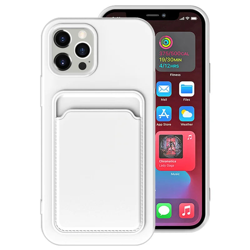 Frosted TPU Soft Phone Case with Card Pocket for iPhone 16 Pro Max / 15 Plus / 14 Mini