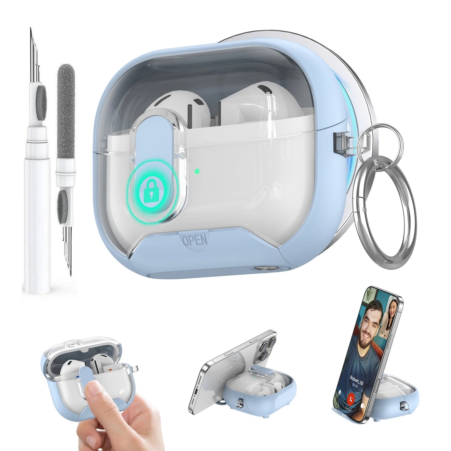 Secure Lock Case for Samsung Galaxy Buds 3 / 3Pro with Phone Stand