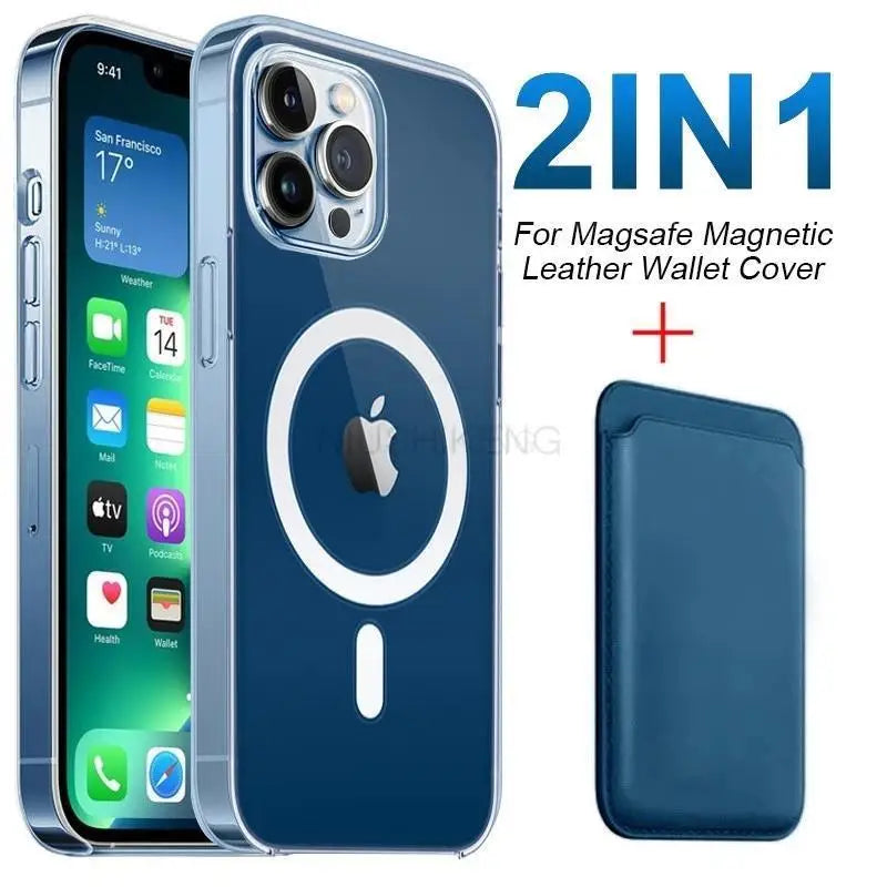 MagSafe Leather Wallet Case with Card Holder for iPhone 11 12 13 Pro Max Mini