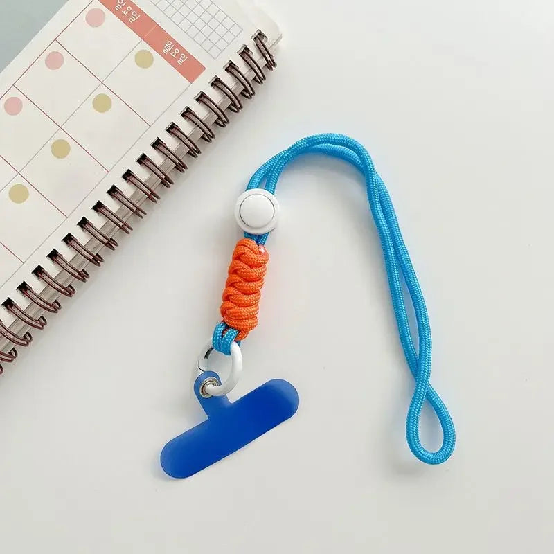 Universal Braided Phone Lanyard with Patch – Wrist Strap & Keychain Cord