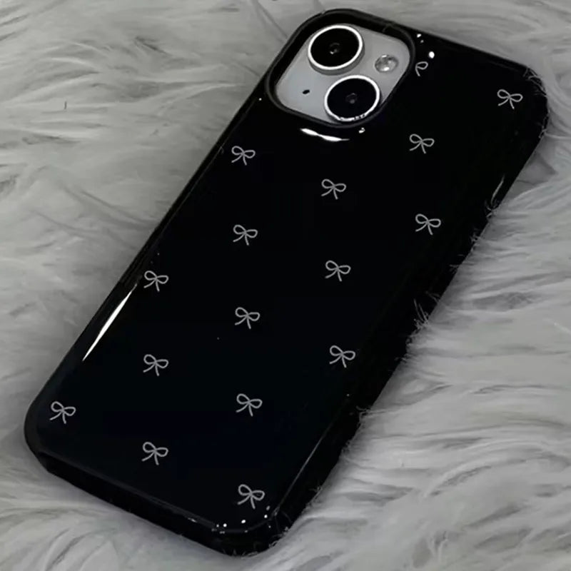 Cute Bowknot Glossy Soft Phone Case for iPhone 17 Air–7 Series, Shockproof Cover