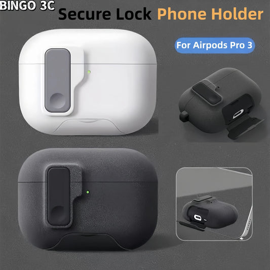 Shockproof Case with Phone Holder for AirPods Pro 3 | Lock & Keychain Cover