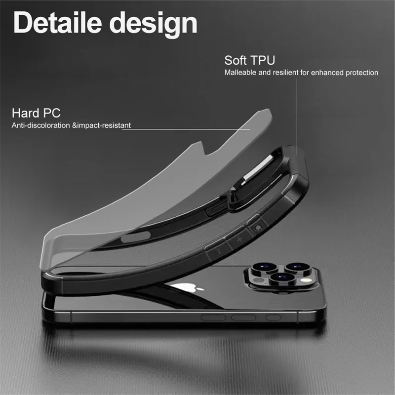 Transparent Shockproof Bumper Case for iPhone 11–16 Pro Max Series