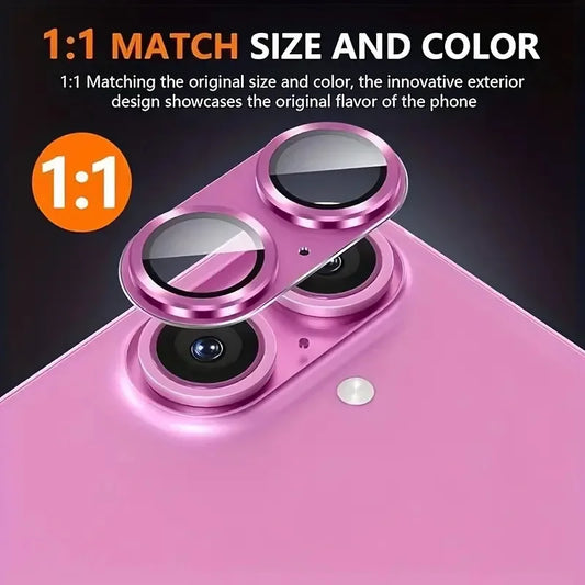 2PCS Metal + Tempered Glass Camera Lens Protector for iPhone 16–13 Pro Max/Plus
