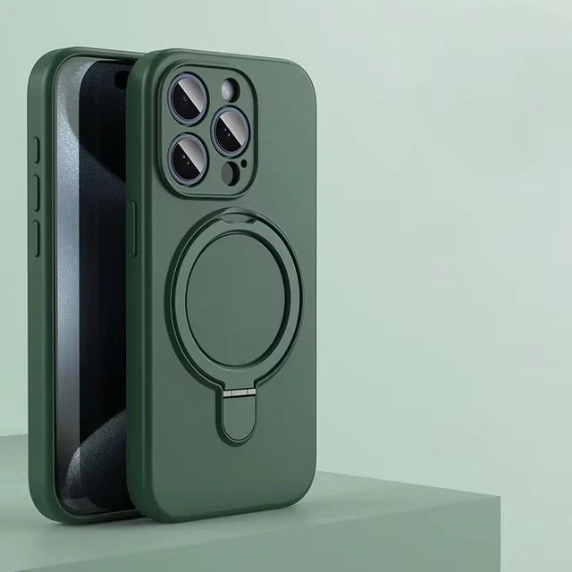Liquid Silicone MagSafe Stand Case for iPhone 17 Air 16 15 14 13 Pro Max