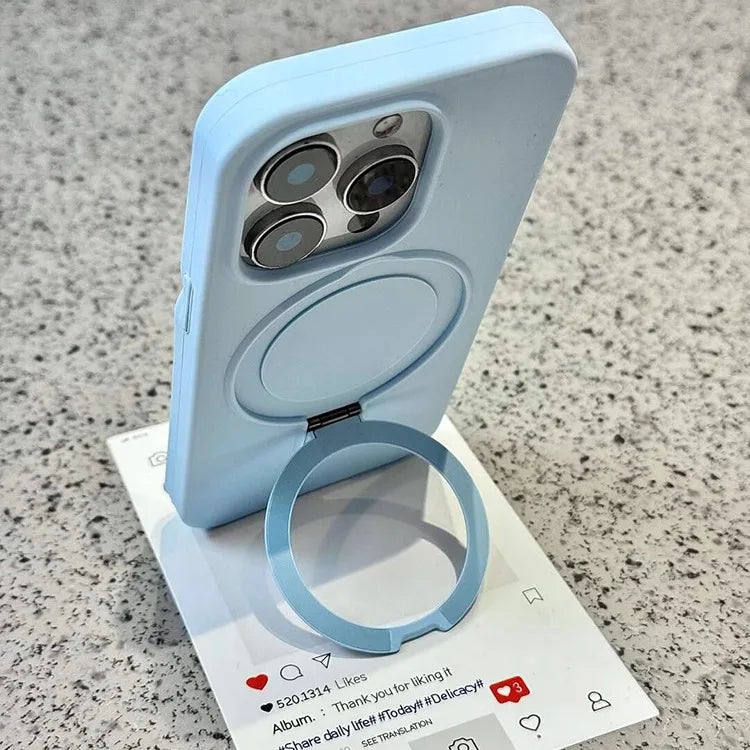 Magnetic Liquid Silicone Stand Case for iPhone 16/15 Pro Max/Plus