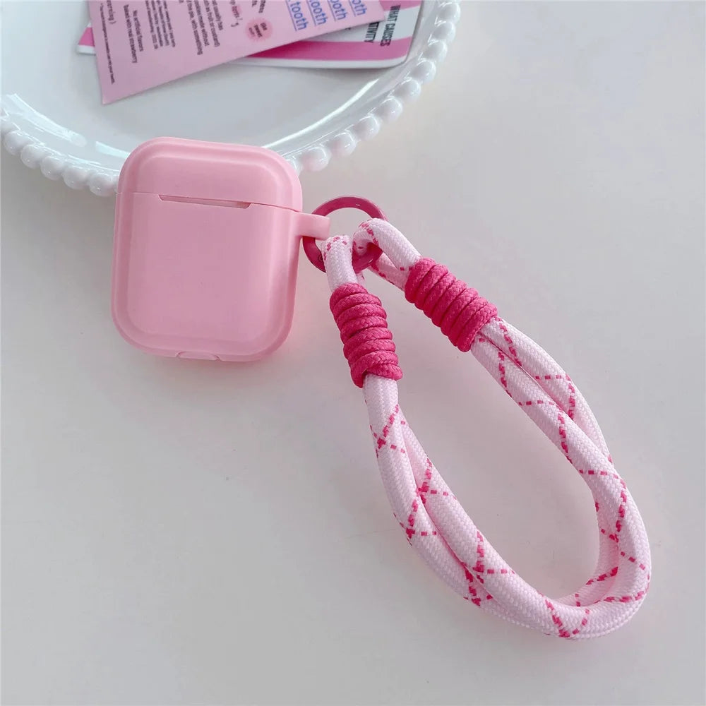 Rose Red Bluetooth Earphone Case for AirPods 1/2/3/Pro/Pro 2 with Lanyard