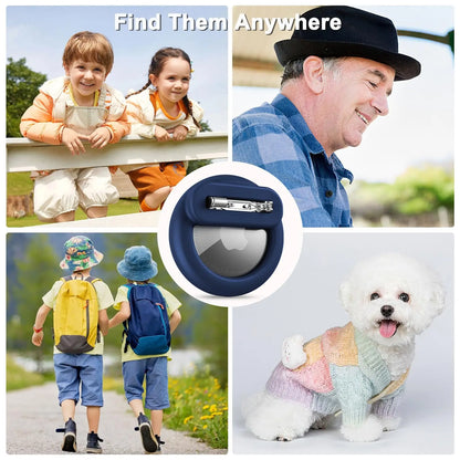 Silicone Airtag Holder for Kids & Elderly with Safety Pins - Hidden Tracker Case