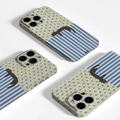 Cat with Blue and White Stripes Case for iPhone 17 16 15 14 13 12 Pro Max