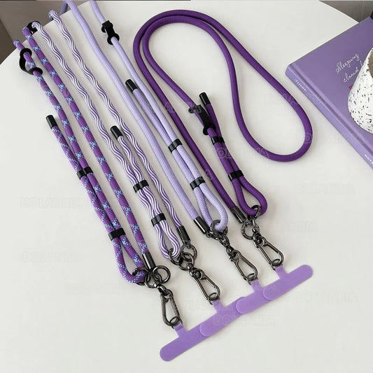 Purple Adjustable 150cm Crossbody Phone Lanyard Strap with Clip