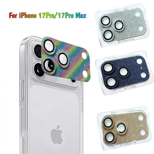 Color Glitter Rugged Armor Aluminum Lens Protector for iPhone 17 Pro Max – Back Cap