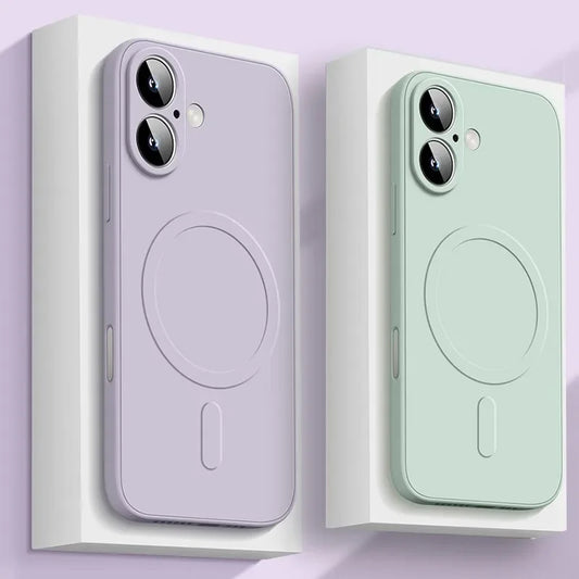 Liquid Silicone Magnetic Case for iPhone 16 15 Plus Max Magsafe Wireless Charge