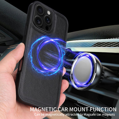 2-in-1 Luxury Cross-Grain Leather MagSafe Case for iPhone 16 Pro Max 16E 16 Plus