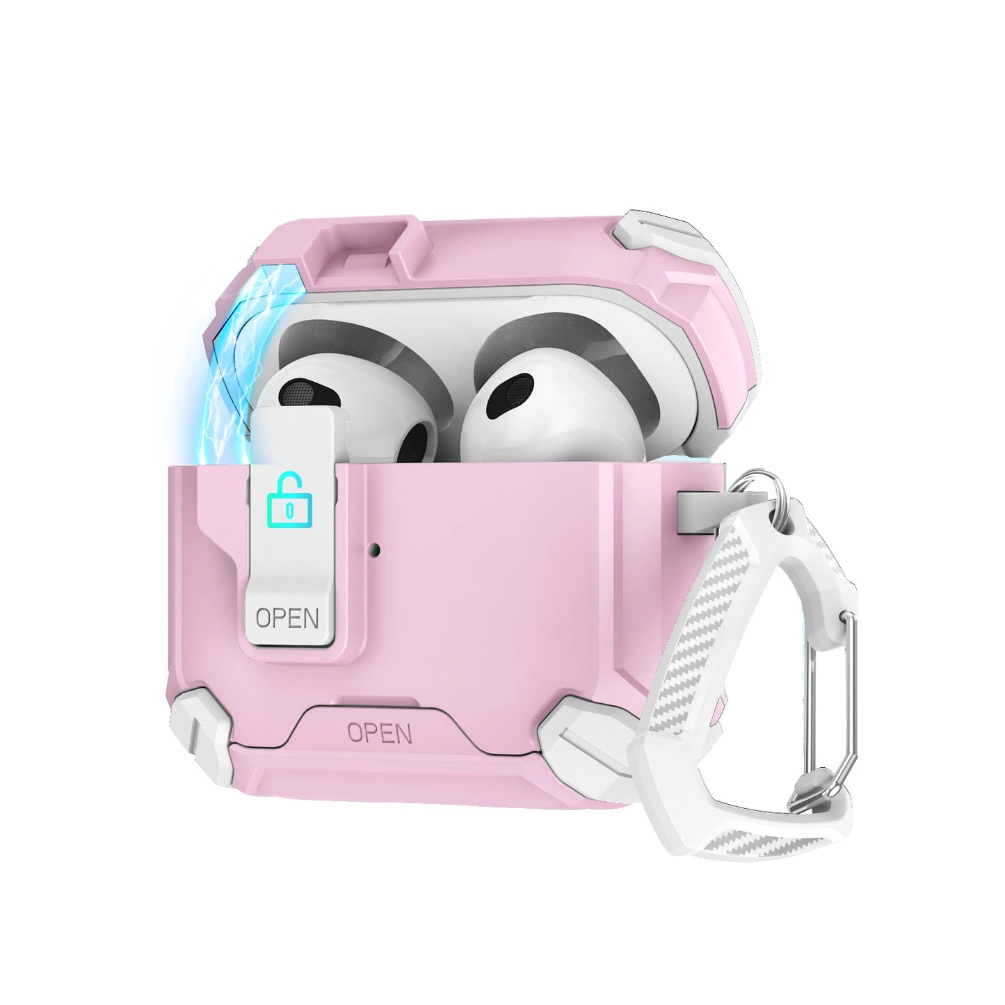 Secure Lock Shockproof Case for AirPods 1/2/3/4 Pro with Hook & Holder