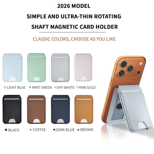 Magnetic MagSafe Leather Wallet Stand for iPhone 17–14 Pro Max