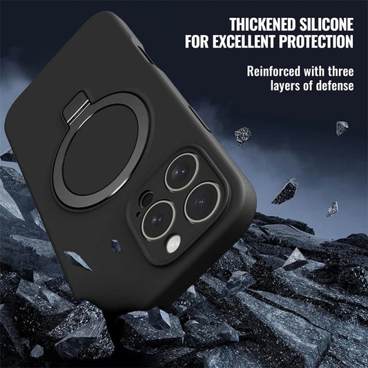 Liquid Silicone MagSafe Ring Holder Case for iPhone 16 15 14 13 12 Pro Max