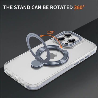 Clear Magnetic Stand Case for iPhone 17 16 15 14 13 12 11 Pro Max