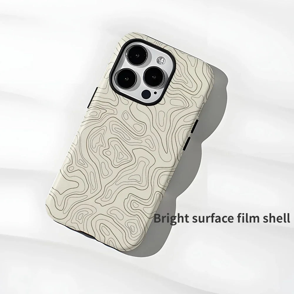 Wave Pattern 2-in-1 Case for iPhone 16–Xs | Frosted Anti-Drop Cover