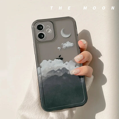Moon Night Cloud Scenery Case for iPhone 16 15 14 13 12 11 XS XR X 8 7 Plus