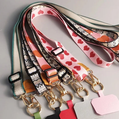 Wide Printed Crossbody Phone Strap – Adjustable Anti-Theft Lanyard