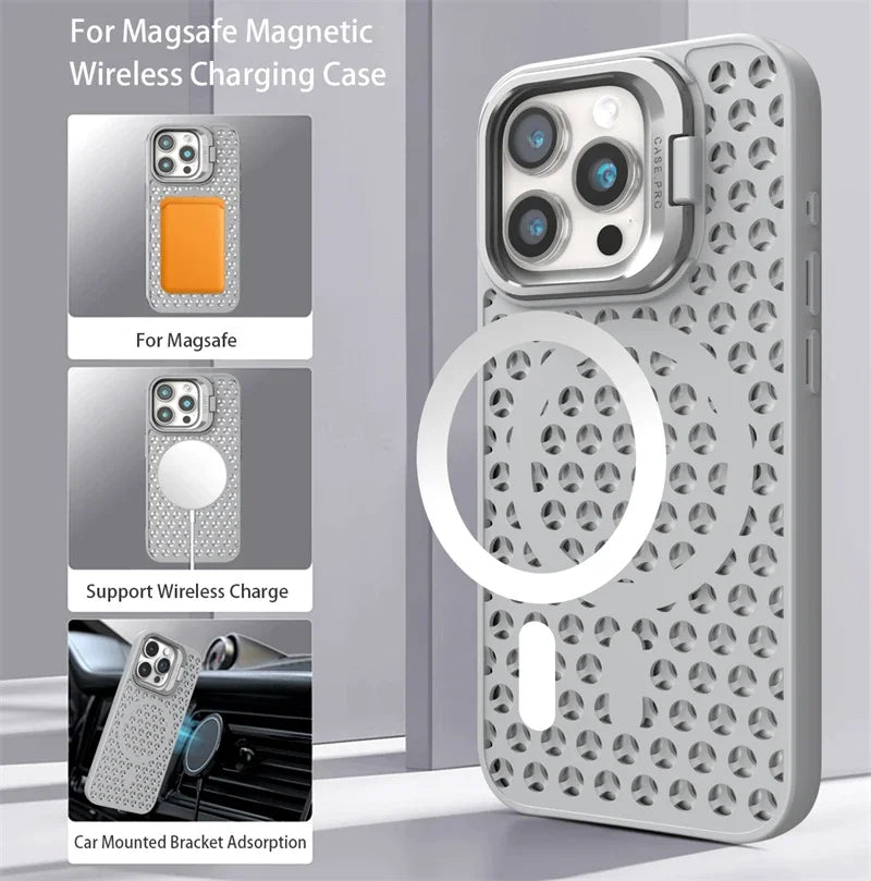 MagSafe Mesh Cooling Case for iPhone 11–15 Pro Max – Soft & Magnetic
