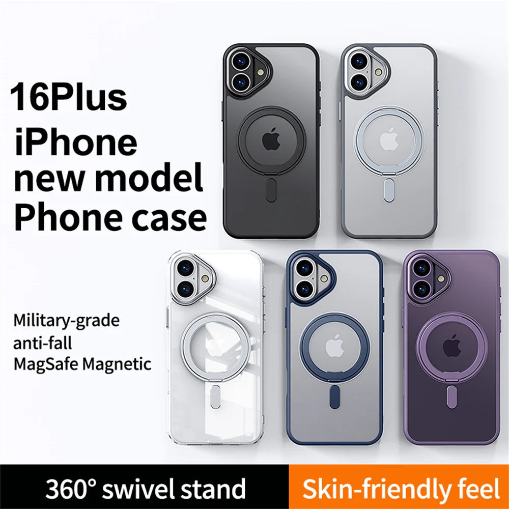Luxury 360° Rotating Magnetic Stand Case for iPhone 16/15 Pro Max & 14