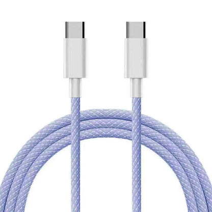 Dual Type-C PD60W Fast Charging Braided Cable for iPhone 15 Huawei Xiaomi