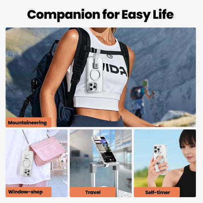 Transparent Case for iPhone 16 15 Pro Max with Lanyard & 360° Stand