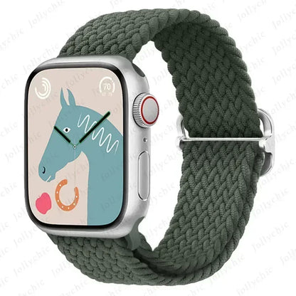 Braided Solo Loop for Apple Watch Ultra & Series 10–7 SE Elastic Band