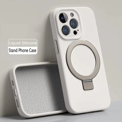 Liquid Silicone MagSafe Stand Case for iPhone 17 Air 16 15 14 13 Pro Max