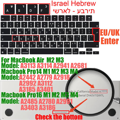 Keyboard Cover for MacBook Pro/Air 2022–2024 M1–M4 Chip 14–16 Inch