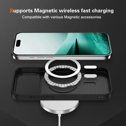 Carbon Fiber Magnetic Case for iPhone 17–12 | Hard PC Protective Cover