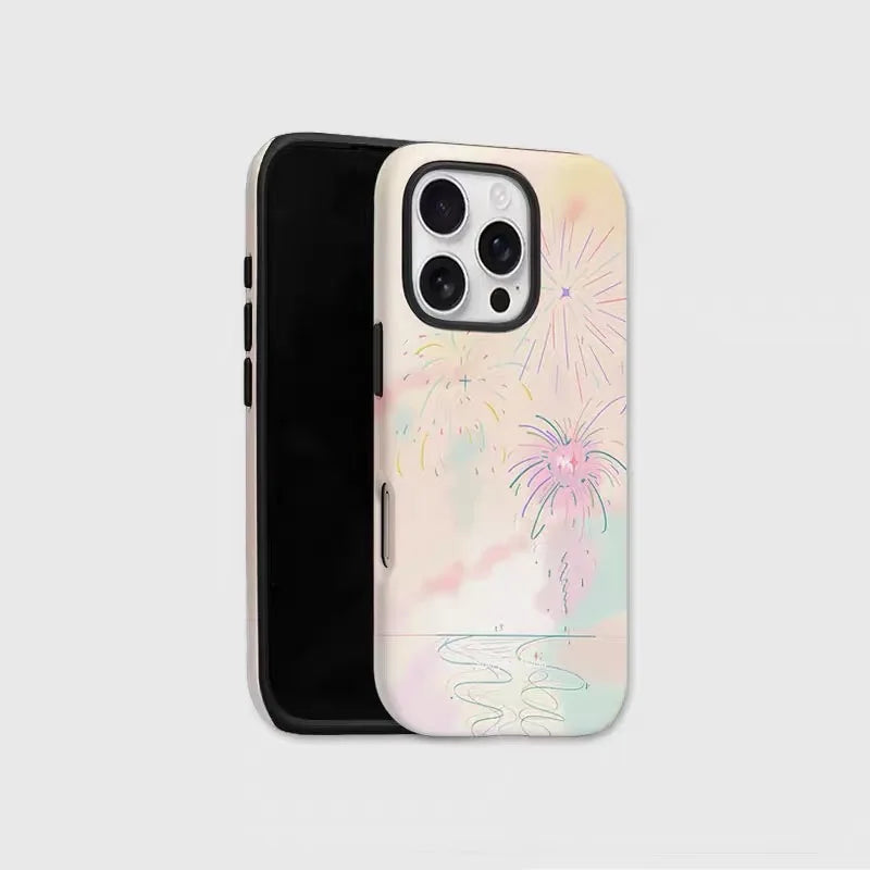 Pink Graffiti Fireworks Case for iPhone 16–11 | 2-in-1 Acrylic TPU Cover