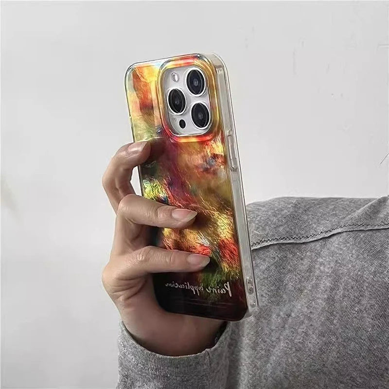 Retro Color Block Clear Soft Case for iPhone 7–16 Pro Max