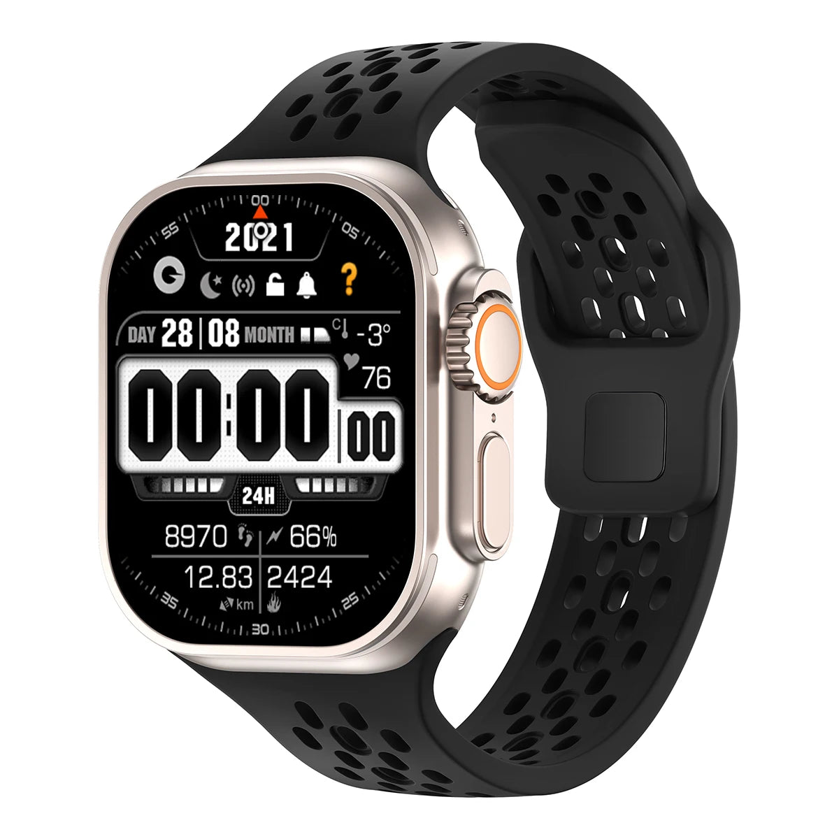 Silicone Sport Band for Apple Watch 3–Ultra, 38–49mm, Series 3–10 Adjustable Strap