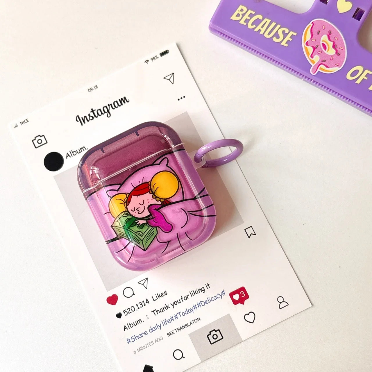 Cartoon Sleeping Princess AirPods Case for Pro 2/3/1/2/4 – Soft TPU Cover