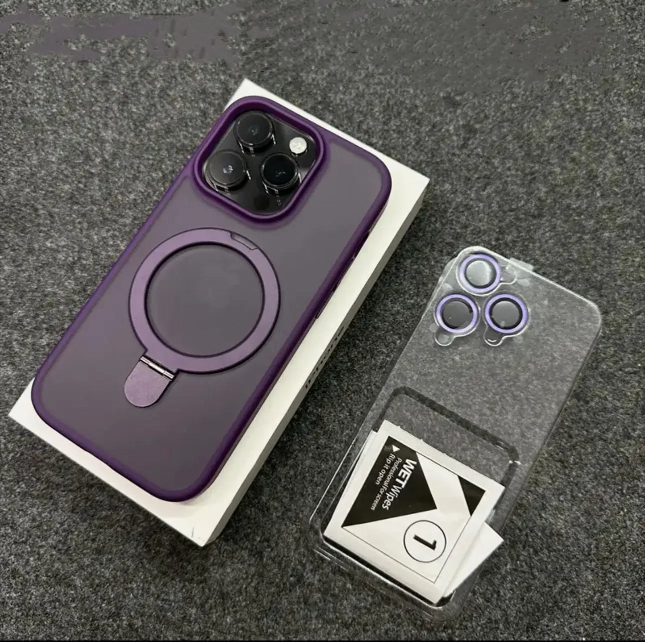 Metal Ring Stand MagSafe Case for iPhone 17 16 15 14 13 12 Pro Max + Lens