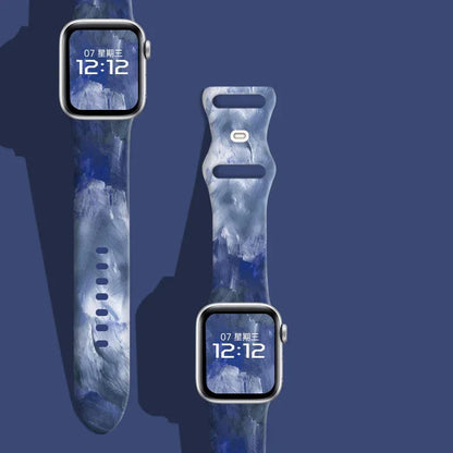 Black Unity Printed Silicone Band for Apple Watch (38–49 mm, Ultra 2, SE–9)