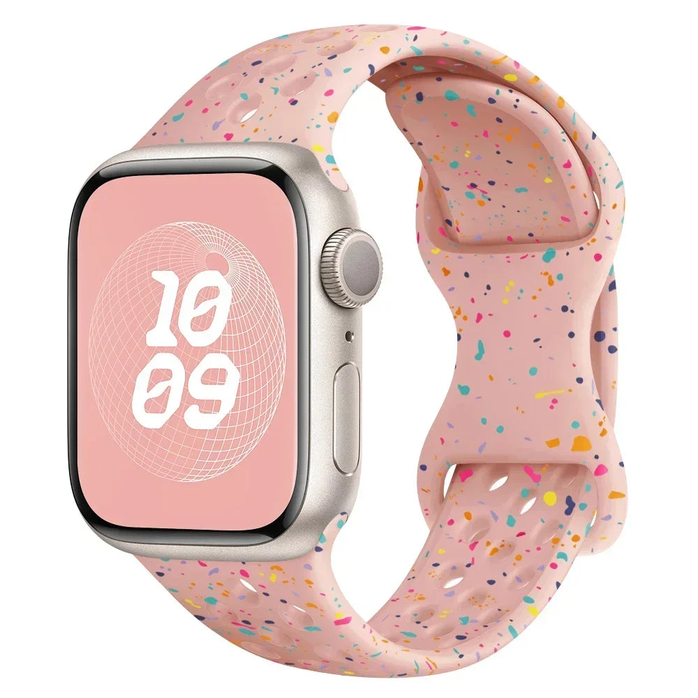 Silicone Breathable Strap for Apple Watch Series 6–9, SE, Ultra 2, 38–49mm Band