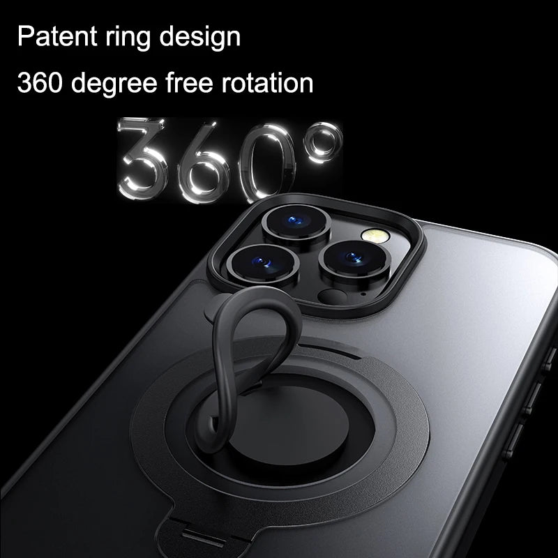 360° Rotating Magnetic Stand Silicone Ring Case for iPhone 12-16 Pro Max Plus